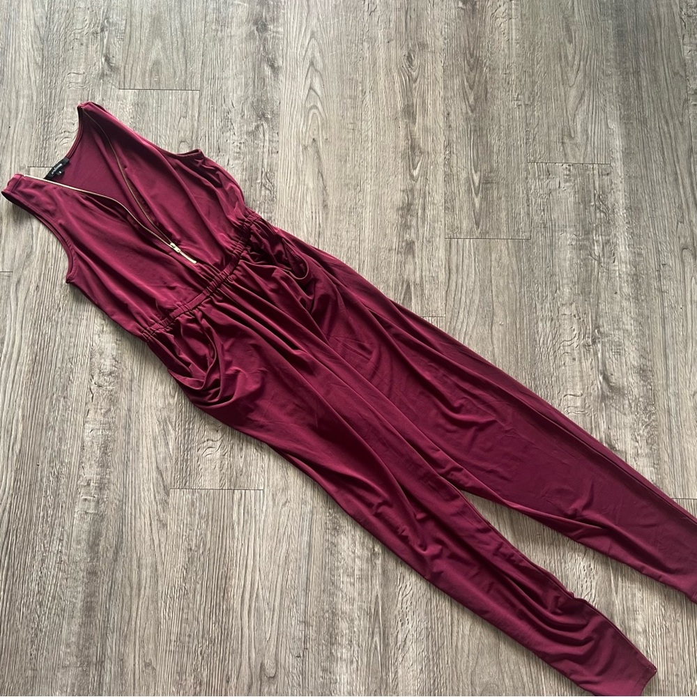 Burgundy Sleeveless Jumpsuit